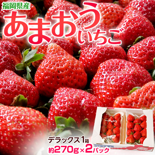 【1/10-順次出荷開始】『博多あまおう』福岡県八女産いちご デラックス 約270g×2パック 産地箱 ※冷蔵