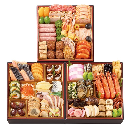 冷凍おせち4人前【大丸・松坂屋おすすめおせち料理】大丸・松坂屋オリジナル厳選G「あさぎ」和洋中華風三段【販売終了日：2025年12月10日】