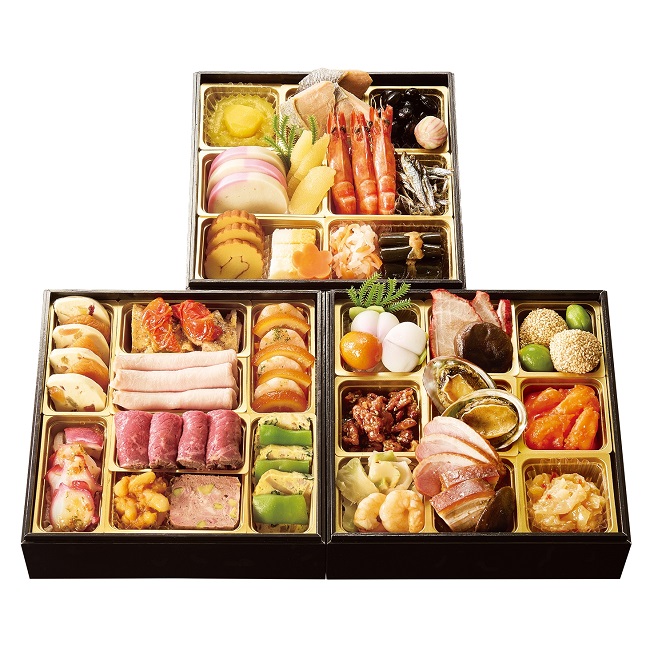 冷凍おせち3人前【大丸・松坂屋おすすめおせち料理】花しょうぶ・銀座ポルトファーロ・銀座花蝶　饗宴　和洋中華風三段重【販売終了日：2025年12月10日】