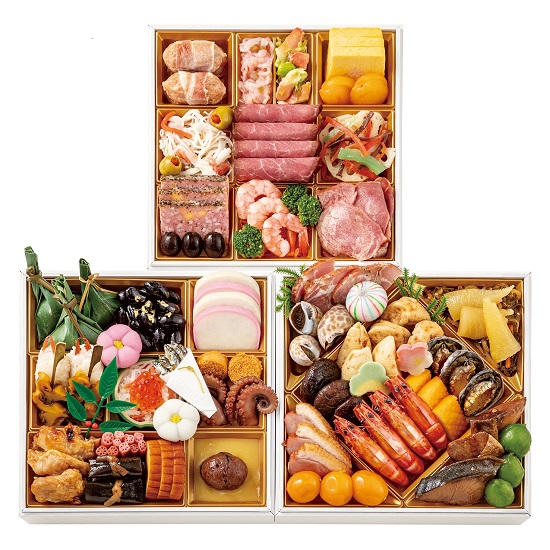 冷凍おせち3～4人前【大丸・松坂屋おすすめおせち料理】大丸・松坂屋オリジナル厳選おせちE「めぐみ」和洋風三段【販売終了日：2025年12月10日】