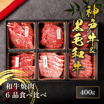 神戸牛 × 黒毛和牛 焼肉 6品 食べ比べ 400g