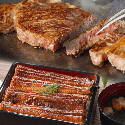 蒲焼うなぎ カット済 ※蒲焼（80g）＋ 鹿児島和牛・A5赤身 ミニステーキ 160g （約80g×2枚）