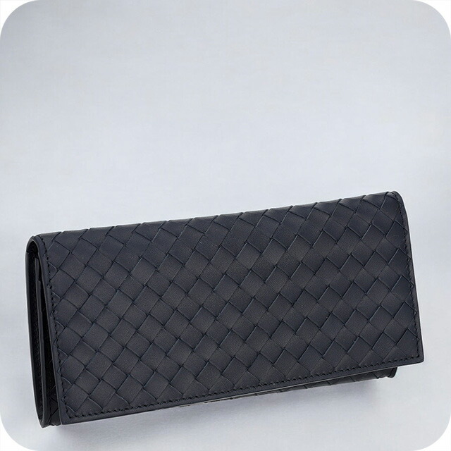 ボッテガ・ヴェネタ 長財布 メンズ ブランド BOTTEGA VENETA イントレチャート レザー 120697-V47W1 ネイビー ウォレット 高級 おしゃれ プレゼント 実用的