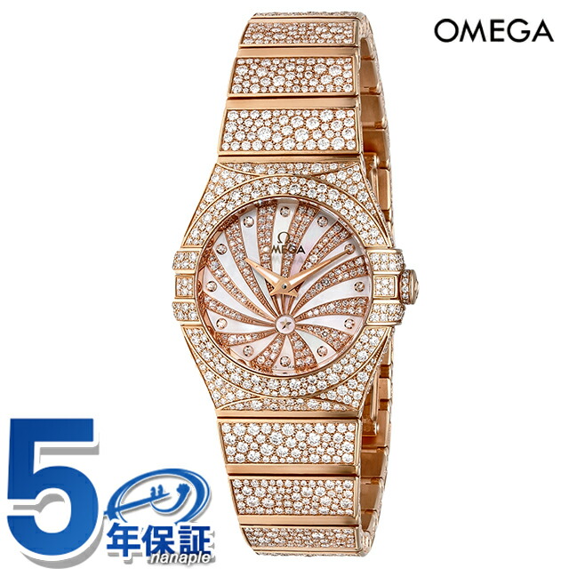 オメガ コンステレーション 27mm クオーツ 腕時計 レディース ダイヤモンド OMEGA 123.55.27.60.55.009 アナログ ホワイト レッドゴールド 白 スイス製 高級 ブランド おしゃれ 防水 プレゼント 女性 実用的