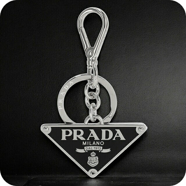 プラダ キーリング メンズ レディース ブランド PRADA 1PS057 シルバー／ブラック
