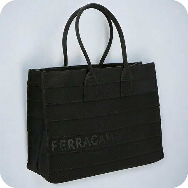 フェラガモ トートバッグ レディース Ferragamo 213985FABRIC NER 765 607 ブラック 軽量 手提げ ブランド 高級 おしゃれ プレゼント 女性 実用的 かわいい