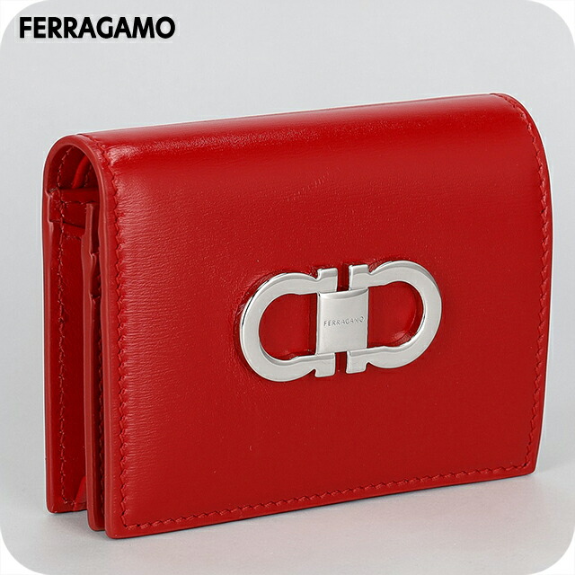 フェラガモ 二つ折り財布 二折財布 レディース ブランド Ferragamo ITALY 220627 FLARD レッド