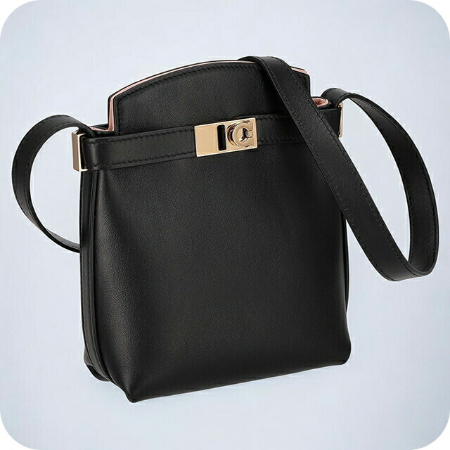 フェラガモ ショルダーバッグ レディース Ferragamo 220650CALF NE NP 770 888 ブラック ピンク 斜めがけ ブランド 高級 おしゃれ プレゼント 女性 実用的 かわいい