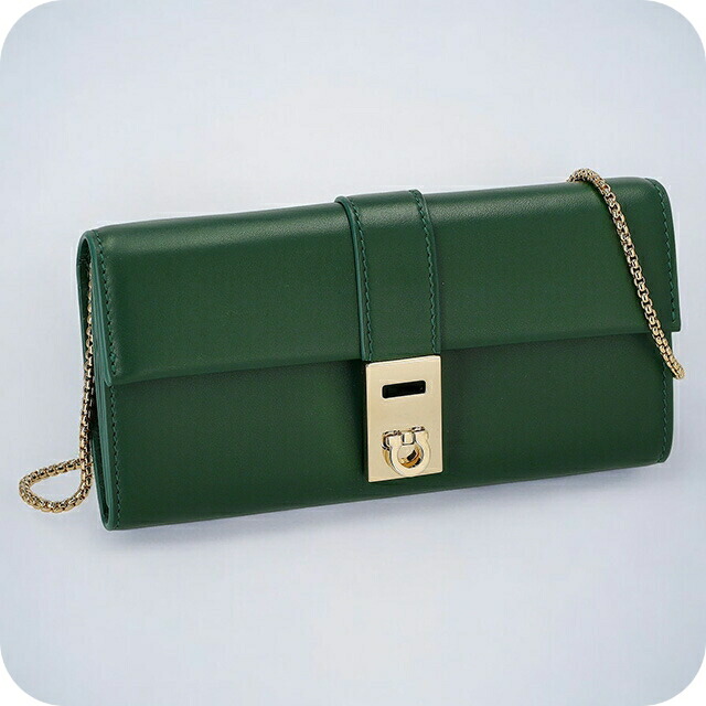 フェラガモ 長財布 レディース Ferragamo 220668CALF FORGR 775 133 グリーン ウォレット ブランド 高級 おしゃれ プレゼント 実用的