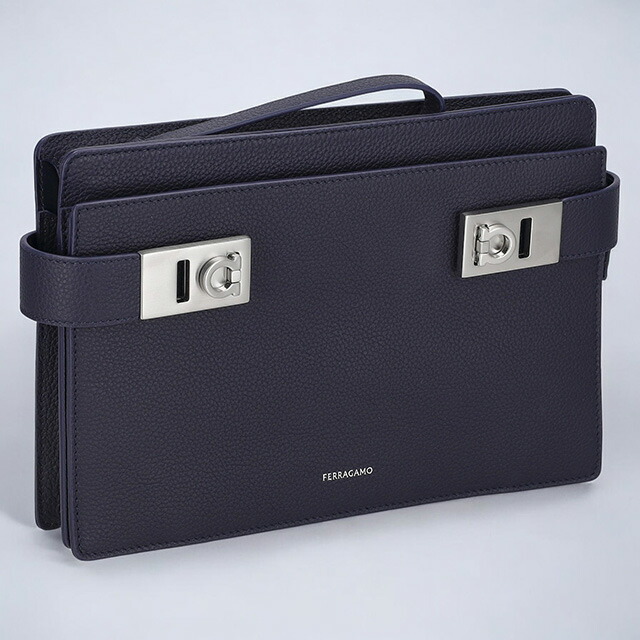 フェラガモ クラッチバッグ メンズ レディース Ferragamo 241251CALF MIDNI 776 755 MIDNIGHT ネイビー ビジネス 軽量 小さめ ミニバッグ ブランド 高級 おしゃれ プレゼント 男性 実用的 かっこいい