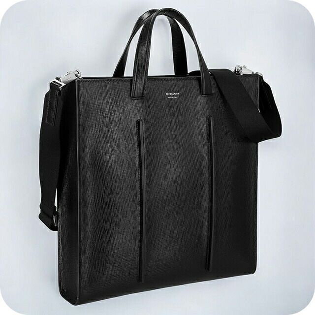 フェラガモ トートバッグ メンズ Ferragamo 241355CALF NER 763 772 ブラック 軽量 手提げ ブランド 高級 おしゃれ プレゼント 男性 実用的 かっこいい