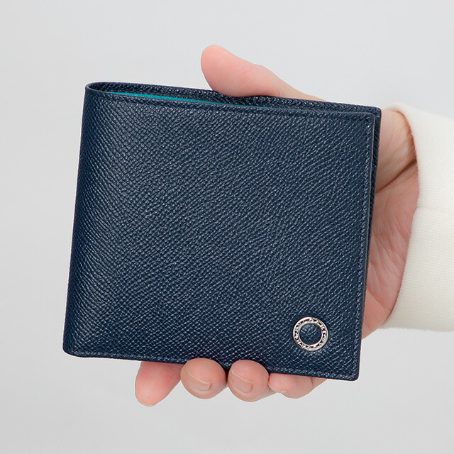 ブルガリ 二つ折り財布 メンズ BVLGARI レザー 288275 BL ME ブルー ターコイズ ウォレット ブランド 高級 おしゃれ プレゼント 実用的