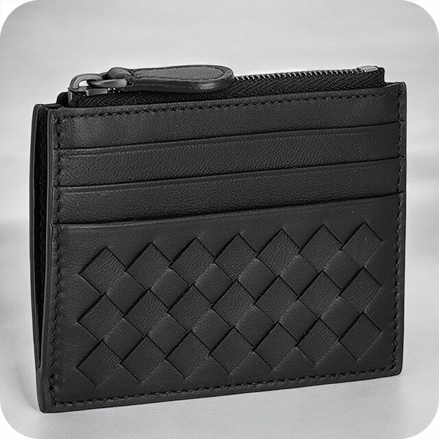 ボッテガ・ヴェネタ コインケース メンズ ブランド BOTTEGA VENETA イントレチャート レザー 367004-V3UN1 ブラック 小銭入れ 小さい 高級 おしゃれ プレゼント 実用的