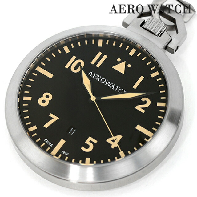 アエロウォッチ クォーツ 電池式 懐中時計 ブランド メンズ レディース AEROWATCH 42829-AA06 アナログ ブラック 黒 スイス製