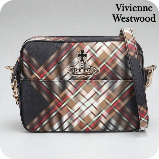 ヴィヴィアン ウエストウッド ショルダーバッグ レディース ブランド Vivienne Westwood ダービー クロスボディ 4304006YU D101 TARTAN BROWN BLACK バッグ ビビアン 斜めがけ 高級 おしゃれ プレゼント 女性 実用的 かわいい