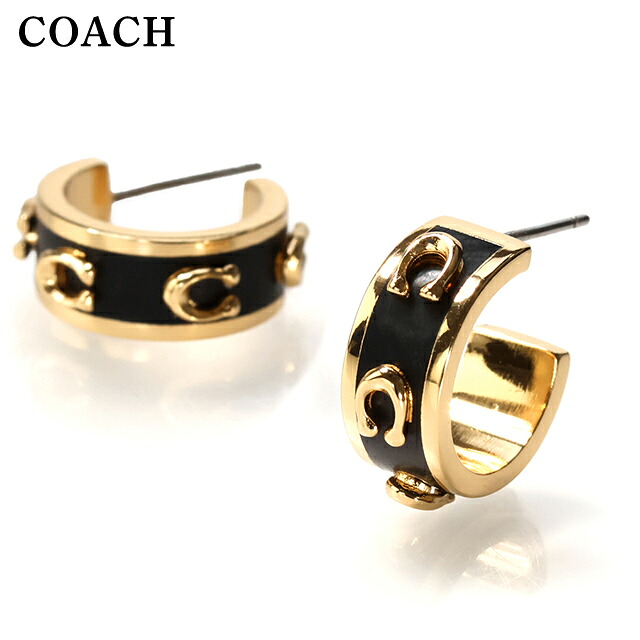 コーチ ピアス レディース COACH スタッド 両耳用 448375 GLD 001 ブラック ゴールド アクセサリー ジュエリー ブランド 高級 おしゃれ プレゼント 女性 実用的 かわいい