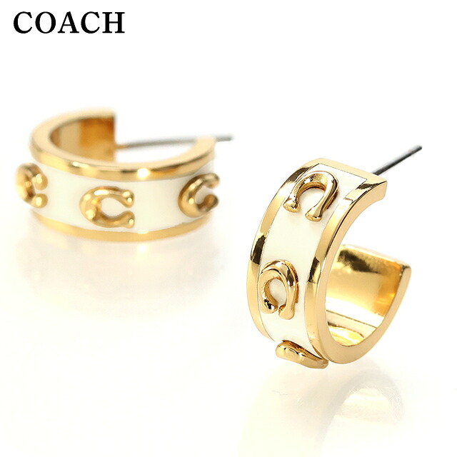 コーチ ピアス レディース COACH スタッド 両耳用 448375 GLD 100 ホワイト ゴールド アクセサリー ジュエリー ブランド 高級 おしゃれ プレゼント 女性 実用的 かわいい