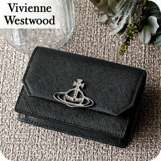 ヴィヴィアン ウエストウッド カードケース コンパクト レディース ブランド Vivienne Westwood SAFFIANO ロゴ 51040067 L001N N402 BLACK ビビアン 定期入れ 高級 おしゃれ プレゼント 実用的