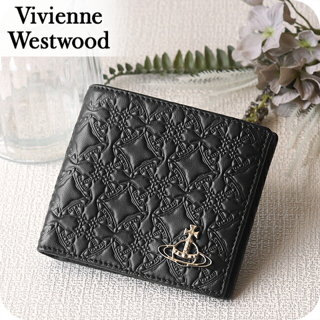 ヴィヴィアン ウエストウッド 二つ折り財布 二折財布 コンパクト メンズ ブランド Vivienne Westwood ロゴ 5115002PM L003E N403 BLACK ビビアン ウォレット 高級 おしゃれ プレゼント 実用的