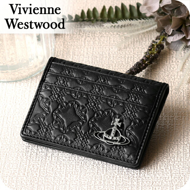 ヴィヴィアン ウエストウッド カードケース コンパクト メンズ レディース ブランド Vivienne Westwood ロゴ 5402000EM L003E N403 BLACK ビビアン 定期入れ 高級 おしゃれ プレゼント 実用的