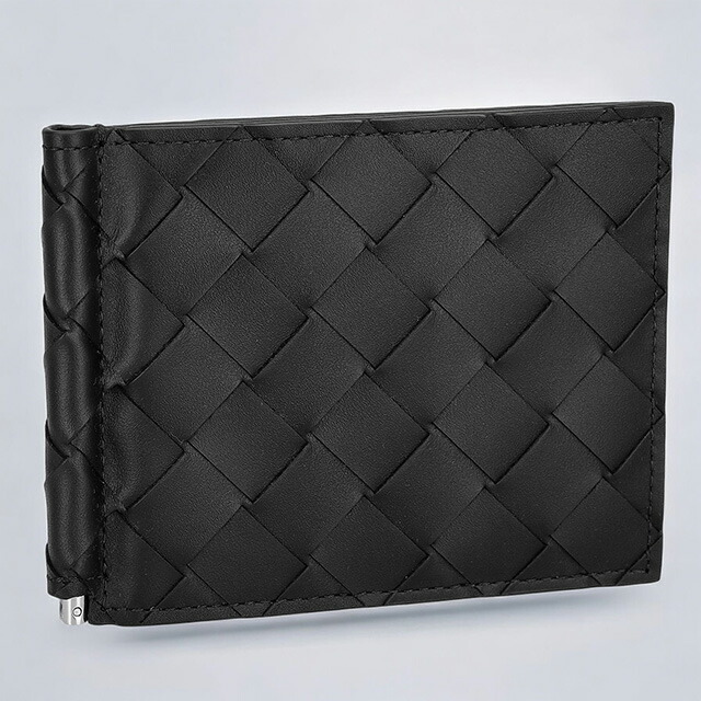 ボッテガ・ヴェネタ 二つ折り財布 メンズ BOTTEGA VENETA イントレチャート 592626 V3US1 8803 ブラック ウォレット ブランド 高級 おしゃれ プレゼント 実用的