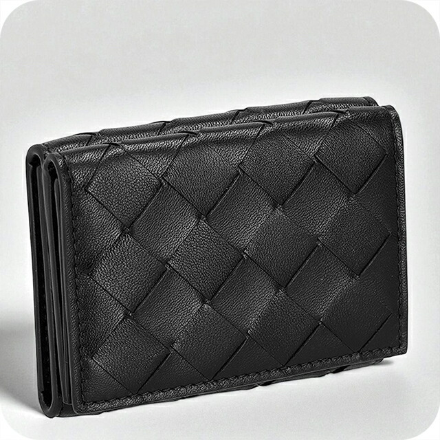 ボッテガ・ヴェネタ 三つ折り財布 レディース ブランド BOTTEGA VENETA 609285-V3UH1 8803 ブラック ウォレット 高級 おしゃれ プレゼント 実用的