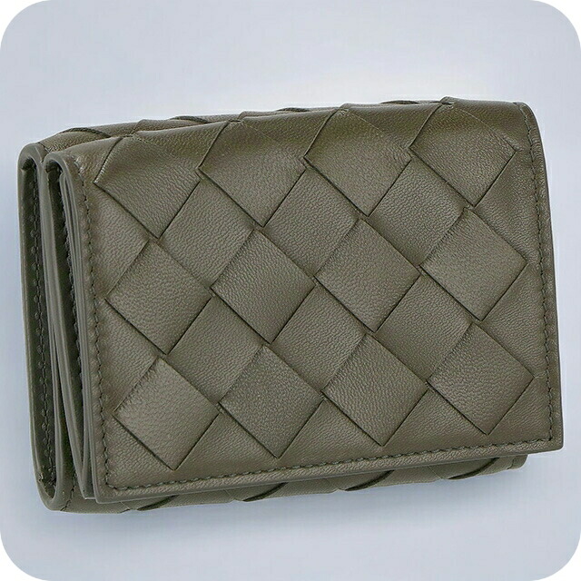 ボッテガ・ヴェネタ 三つ折り財布 レディース BOTTEGA VENETA イントレチャート 609285 VCPP2 1444 グレー ウォレット ブランド 高級 おしゃれ プレゼント 実用的