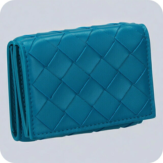 ボッテガ・ヴェネタ 三つ折り財布 レディース BOTTEGA VENETA イントレチャート 609285 VCPP2 4403 ブルー ウォレット ブランド 高級 おしゃれ プレゼント 実用的