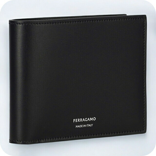 フェラガモ 二つ折り財布 メンズ Ferragamo 661329CALF NER 770 094 ブラック ウォレット ブランド 高級 おしゃれ プレゼント 実用的