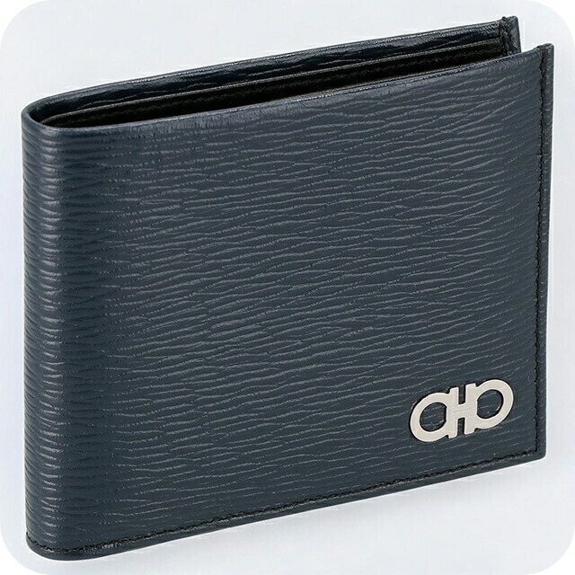 フェラガモ 二つ折り財布 メンズ Ferragamo 66A063CALF DO NE 744 850 ネイビー ウォレット ブランド 高級 おしゃれ プレゼント 実用的