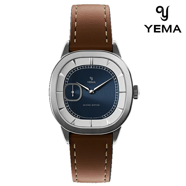 イエマ グランヴェル CMM.20 自動巻き 腕時計 ブランド メンズ YEMA 70.25.29.05.SN.L8 アナログ ブルー ブラウン フランス製 おしゃれ 防水 プレゼント 男性 実用的