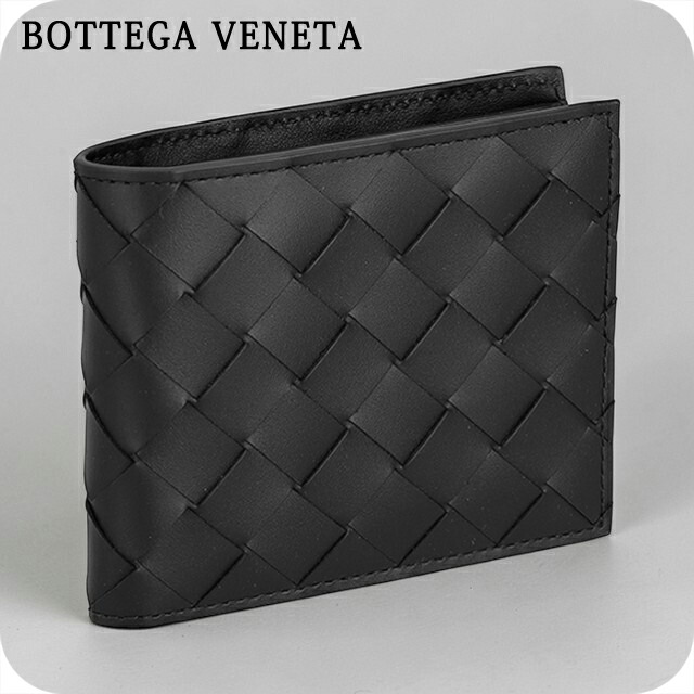 ボッテガ・ヴェネタ 二つ折り財布 二折財布 メンズ ブランド BOTTEGA VENETA 749412-V3US1 8803 ブラック/シルバー ウォレット 高級 おしゃれ プレゼント 実用的