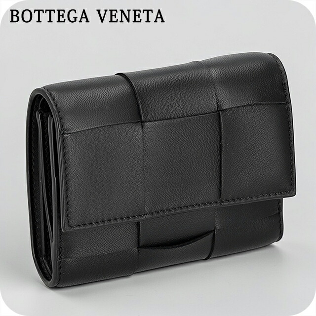 ボッテガ・ヴェネタ 三つ折り財布 三折財布 レディース ブランド BOTTEGA VENETA レザー Italy 750245-V3UO1 8425 ブラック