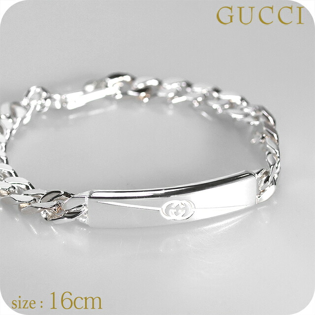 グッチ ブレスレット メンズ GUCCI ダイアゴナル インターロッキング チェーン 774054-J8400-8106-16 シルバー アクセサリー 腕輪 ジュエリー ブランド 高級 おしゃれ プレゼント 男性 実用的 かっこいい