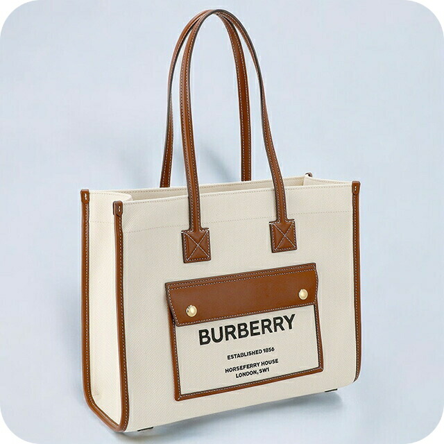 バ－バリ－ トートバッグ レディース BURBERRY 8044138 ホワイト ブラウン 軽量 手提げ ブランド 高級 おしゃれ プレゼント 女性 実用的 かわいい