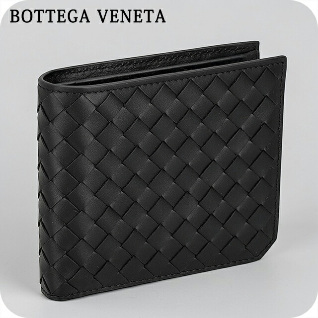 ボッテガ・ヴェネタ 二つ折り財布 二折財布 メンズ ブランド BOTTEGA VENETA Italy 805654-V69G1 8803 ブラック