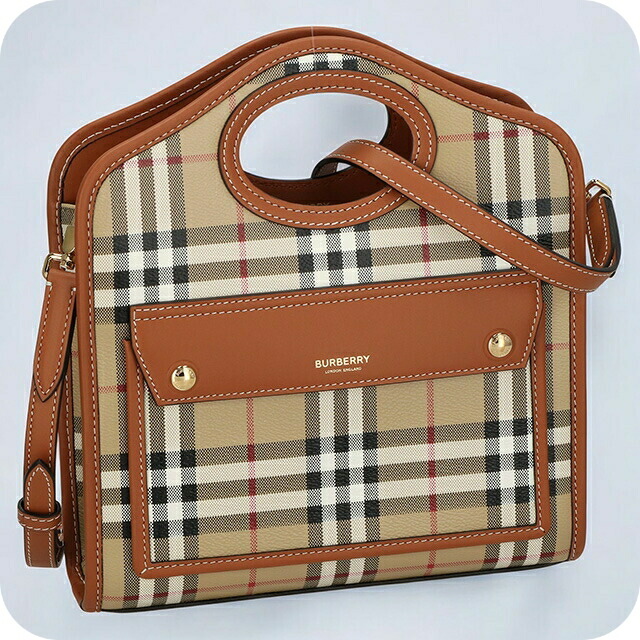 バ－バリ－ ハンドバッグ レディース BURBERRY チェック 8066166 ベージュ 軽量 小さめ 手提げ ブランド 高級 おしゃれ プレゼント 女性 実用的 かわいい