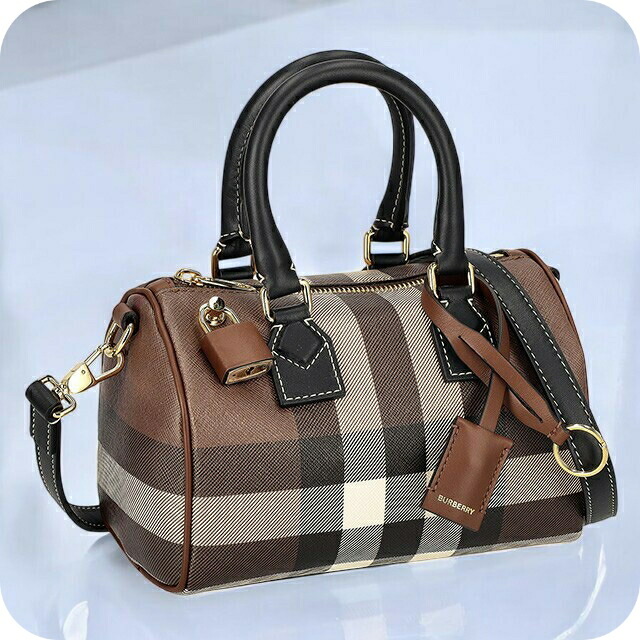 バ－バリ－ ハンドバッグ レディース BURBERRY チェック 8069663 ブラウン 軽量 小さめ 手提げ ブランド 高級 おしゃれ プレゼント 女性 実用的 かわいい