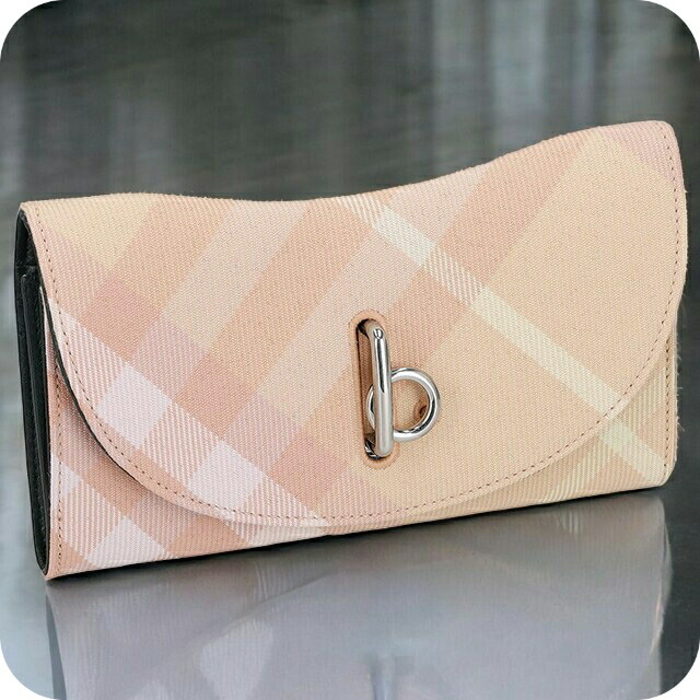 バ－バリ－ 長財布 レディース BURBERRY チェック 8081787 PEACH ピンク系 ウォレット ブランド 高級 おしゃれ プレゼント 実用的