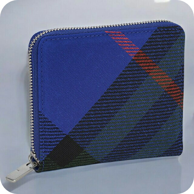 バ－バリ－ 二つ折り財布 メンズ レディース BURBERRY チェック 8089608 ブルー ウォレット ブランド 高級 おしゃれ プレゼント 実用的