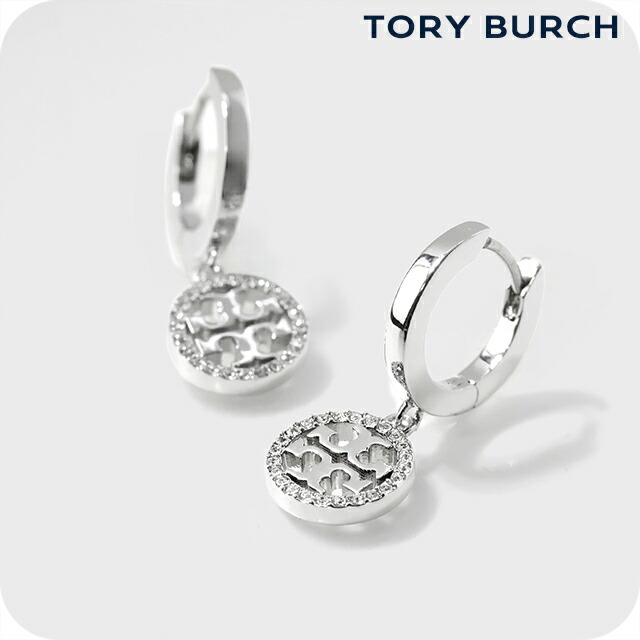 トリーバーチ ピアス レディース ブランド TORY BURCH MILLER PAVE HUGGIE HOOP EARRING フープ 両耳用 87041-042 Tory Silver アクセサリー