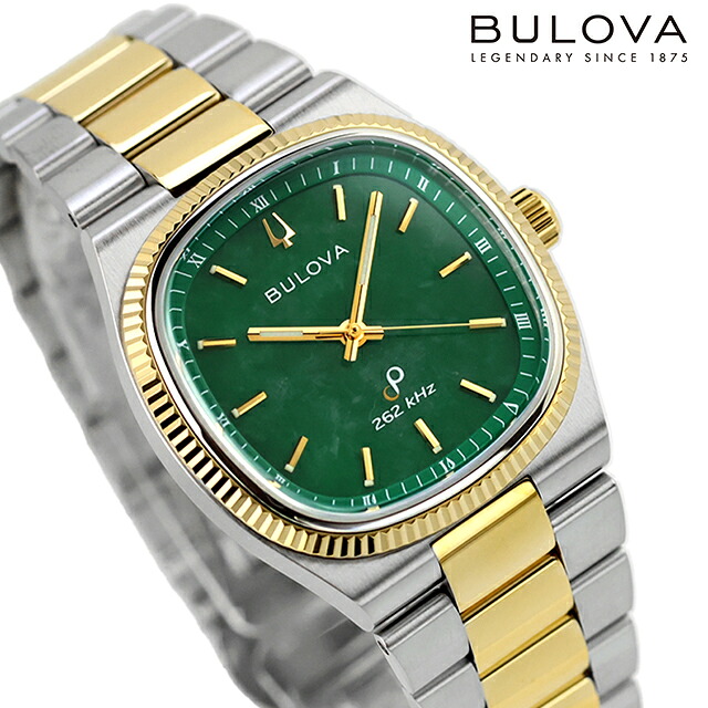 ブローバ スーパーセビーユ プレシジョニストクォーツ 腕時計 ブランド メンズ BULOVA 98A336 アナログ 翡翠 ゴールド おしゃれ 防水 プレゼント 男性 実用的