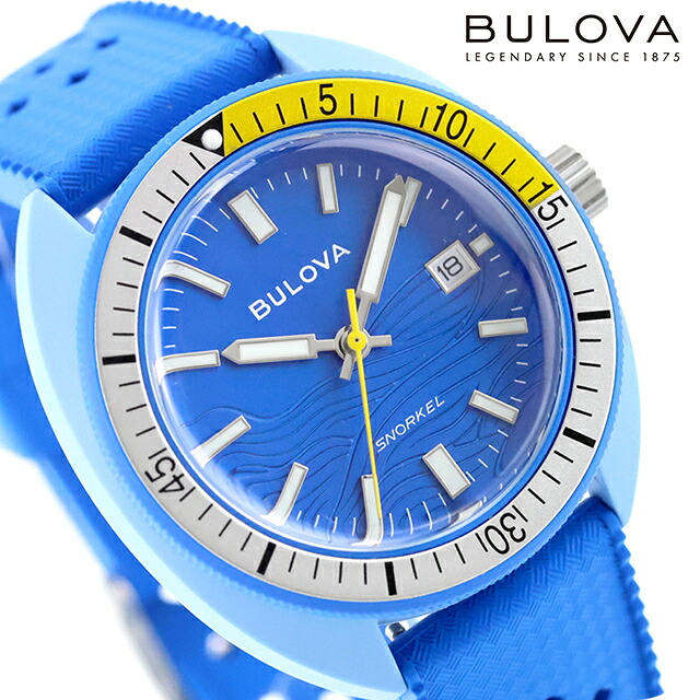 ブローバ アーカイブスシリーズ スノーケル ブルー ナンヨウハギ クォーツ 電池式 腕時計 ブランド メンズ BULOVA 98B445 アナログ ブルー おしゃれ 防水 プレゼント 男性 実用的