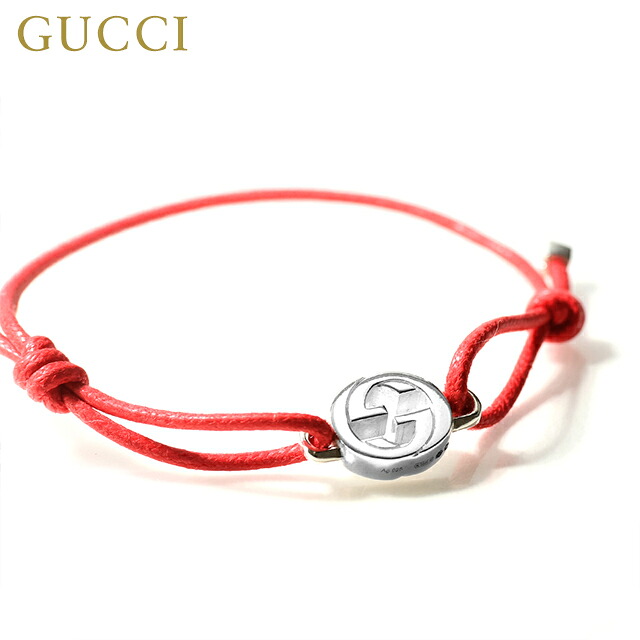 グッチ ブレスレット メンズ レディース GUCCI インターロッキング ロゴ A002MN JAAFV シルバー レッド アクセサリー 腕輪 ジュエリー ブランド 高級 おしゃれ プレゼント 実用的 ペア