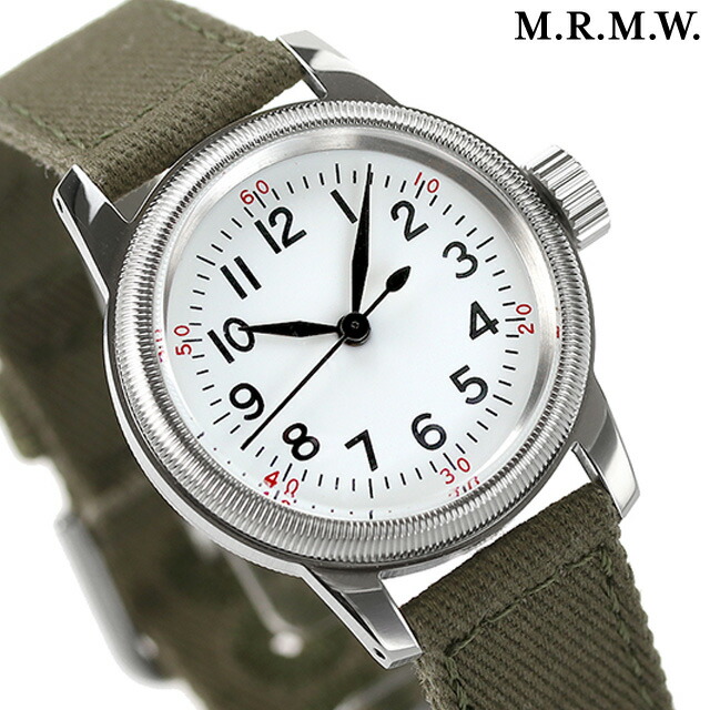 モントルロロイ ミリタリーウォッチ クオーツ 腕時計 メンズ M.R.M.W. A-11-WH-FAB-GR アナログ ホワイト カーキ 白 ブランド おしゃれ 防水 プレゼント 男性 実用的