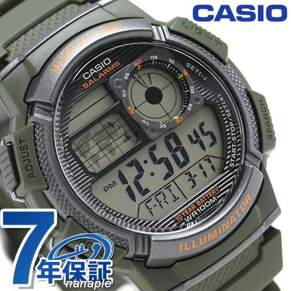 カシオ チプカシ 10気圧防水 海外モデル メンズ 腕時計 AE-1000W-3AVDF CASIO カーキ 時計