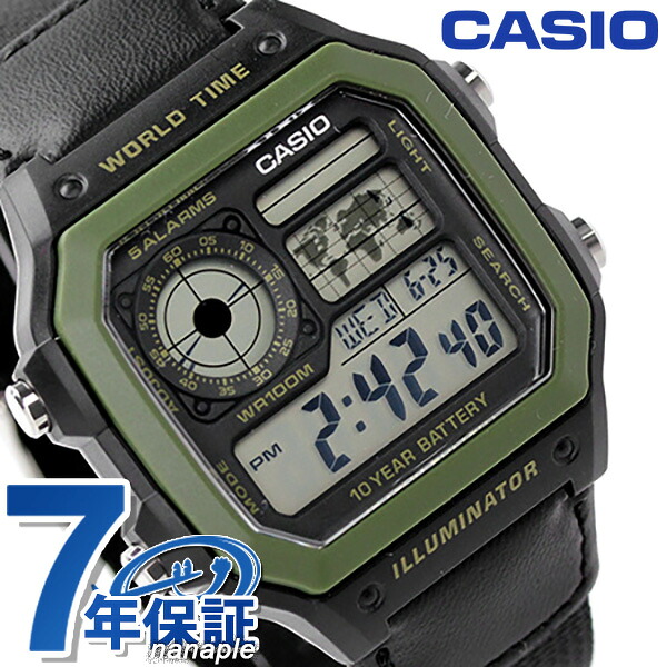 カシオ チプカシ 海外モデル メンズ 腕時計 クオーツ AE-1200WHB-1BVCF CASIO ブラック ナイロンベルト 時計