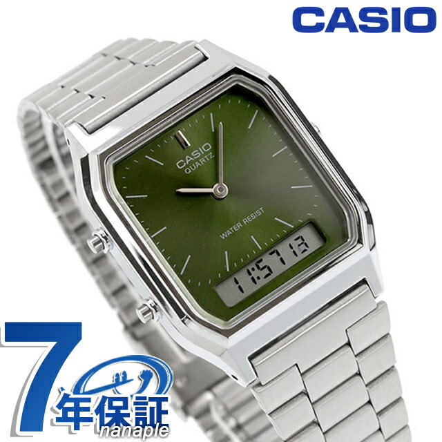 カシオ チープカシオ CASIO クォーツ 電池式 AQ-230A-3AMQY クラシック ユニセックス チプカシ 腕時計 シンプル ブランド カシオ casio グリーン おしゃれ アナデジ アナログ デジタル 防水 かわいい プレゼント 実用的 学生 受験生 受験用 試験用 受験対応