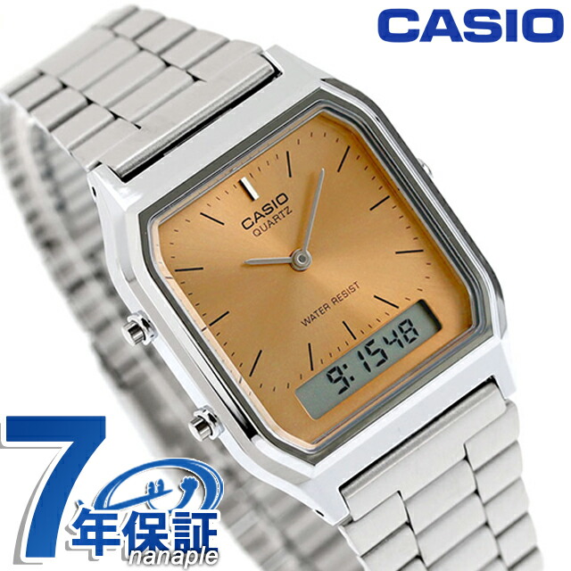 カシオ CASIO クォーツ 電池式 AQ-230A-4AMQY クラシック チプカシ ユニセックス メンズ レディース 腕時計 カシオ casio アナデジ オレンジ ブランド おしゃれ 防水 小さい 軽い かわいい プレゼント 実用的