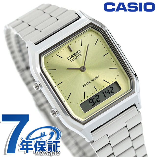 カシオ CASIO クォーツ 電池式 AQ-230A-9AMQY ビンテージ チプカシ 海外モデル ユニセックス メンズ レディース 腕時計 カシオ casio アナデジ イエロー ブランド おしゃれ 防水 小さい 軽い かわいい プレゼント 実用的